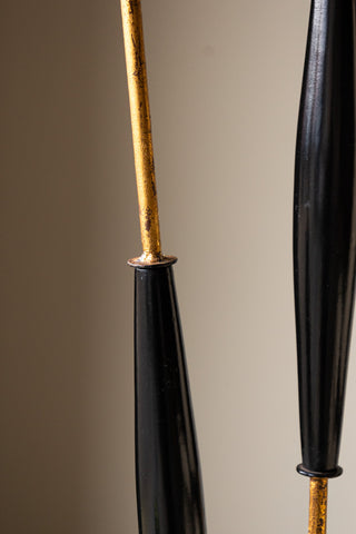 Detail shot of the Sleek Black & Gold Double Shade Floor Lamp.