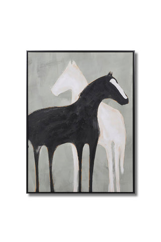 Cutout of the Stallion Shadow Canvas Art Print on a white background, with a shadow.