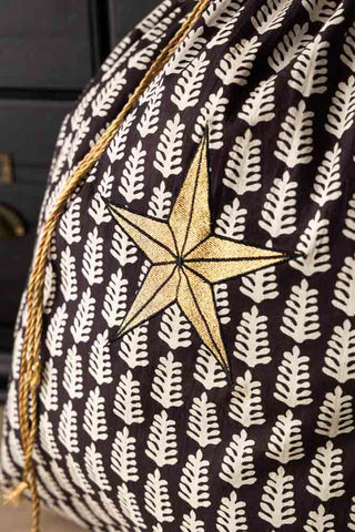 Detail shot of the star on the Star Printed Christmas Sack.