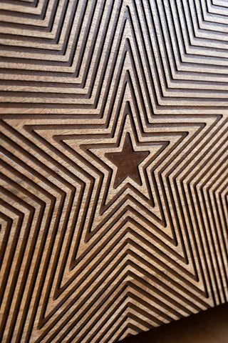 Close-up of the star design on the Starburst TV Unit.