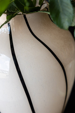 Detail shot of the design on the Statement Black & White Swirl Vase.