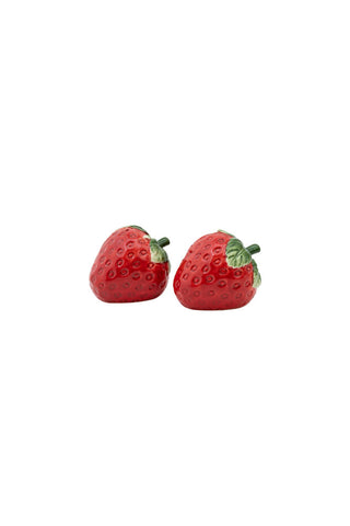 Cutout image of the Strawberry Salt & Pepper Shakers on a white background.