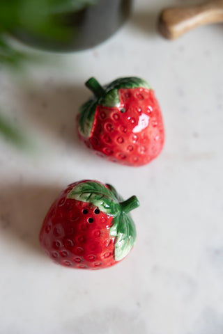 Close-up of the Strawberry Salt & Pepper Shakers.