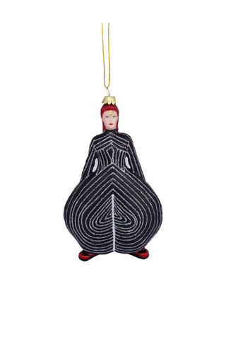 Cutout of the Stripe Bowie Inspired Christmas Tree Decoration on a white background.