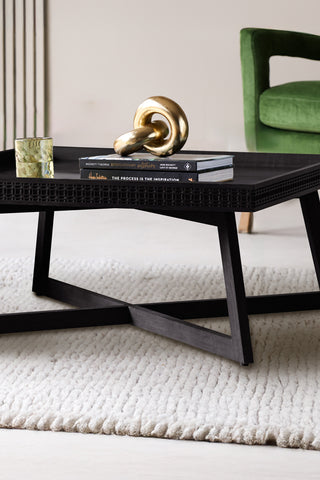 Detail shot of the black coffee table.