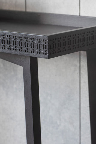 Close-up of the corner of the Stylish Mango Wood Console Table.