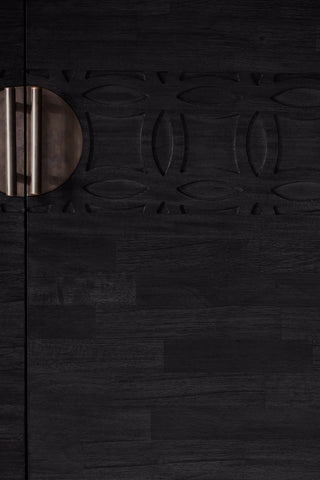 Close-up of the door of the Stylish Mango Wood Drinks Cabinet.