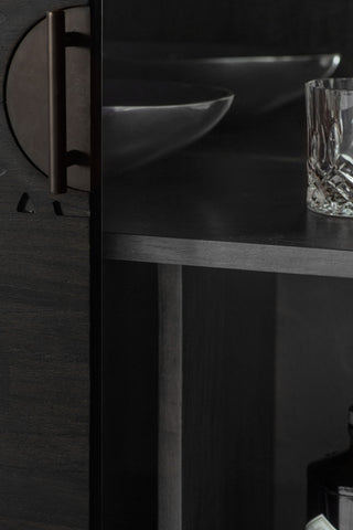 Close-up of the shelf of the Stylish Mango Wood Drinks Cabinet.