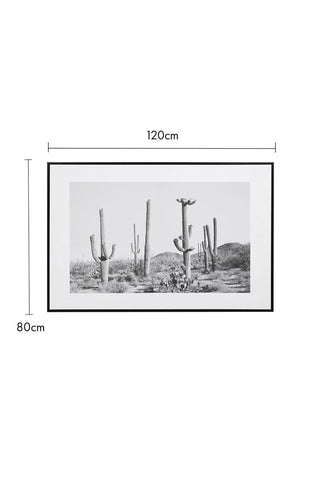 Cutout of the Wild West Cactus Art Print with dimension details.