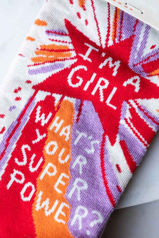 Close-up of the Superpower Womens Socks.