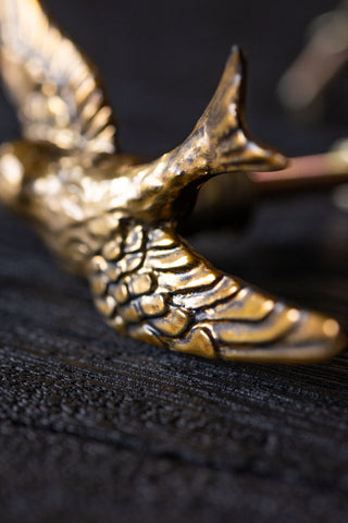 Detail shot of the Swallow Bird Knob - Gold.