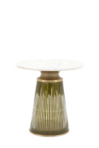 Cutout of the Green Tapered Glass & Marble Side Table on a white background.