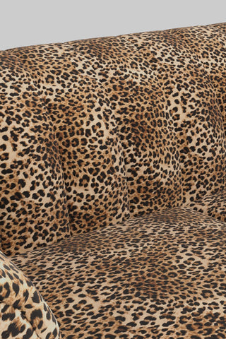 Close-up of the fabric on The Bowie Large Sofa In Leopard Love Velvet Natural.