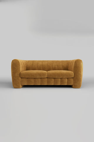 The Bowie Large Sofa In Luxe Kneedlecord Velvet Golden Glow on a plain background, seen from the front.