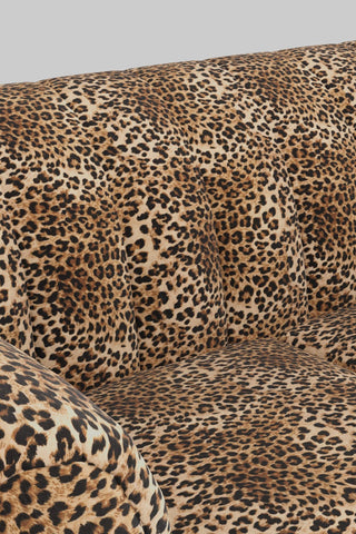 Close-up of the fabric on The Bowie Medium Sofa In Leopard Love Velvet Natural.