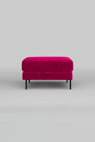 The Grace Foot Stool In Luxe Kneedlecord Velvet Harry's Pink on a plain background, seen from the front.