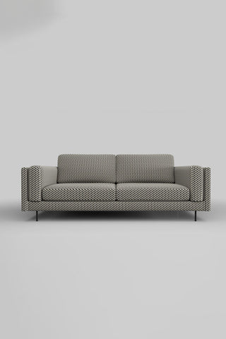 The Grace Large Sofa In Geo Glam Woven Sand & Black on a plain background, seen from the front.