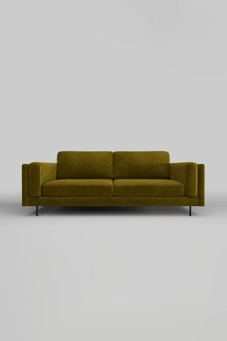 The Grace Large Sofa In Luxe Kneedlecord Velvet Vintage Green on a plain background, seen from the front.