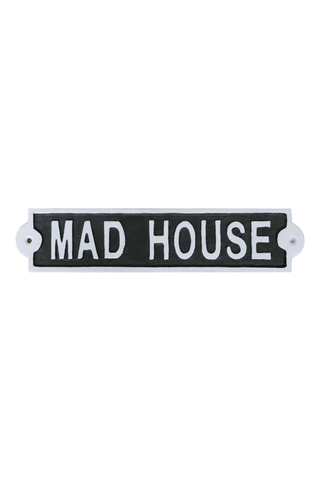 Cutout of The Madhouse Sign on a white background.