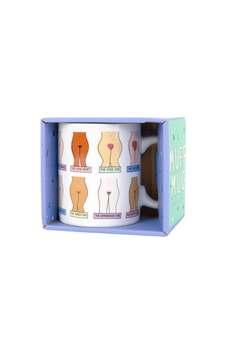 Cutout of The Muff Mug in the box, on a white background.