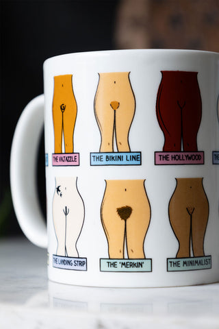 Close-up of the designs on The Muff Mug.