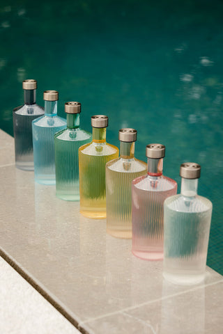 Multiple colourways of The Paveau - Gorgeous Ribbed Glass Carafe.