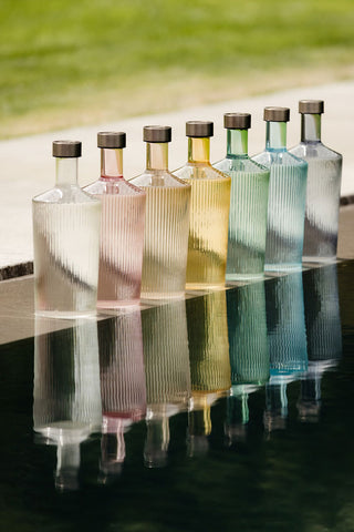 The Paveau - Gorgeous Ribbed Glass Carafe in various colours.