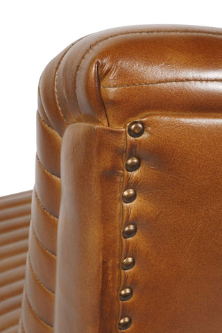 Close-up of the Traditional Brown Leather Occasional Chair.