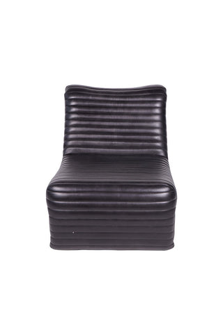 Cutout of the Traditional Charcoal Leather Occasional Chair on a white background, seen from the front.