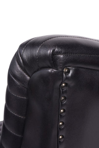 Close-up of the Traditional Charcoal Leather Occasional Chair on a white background.