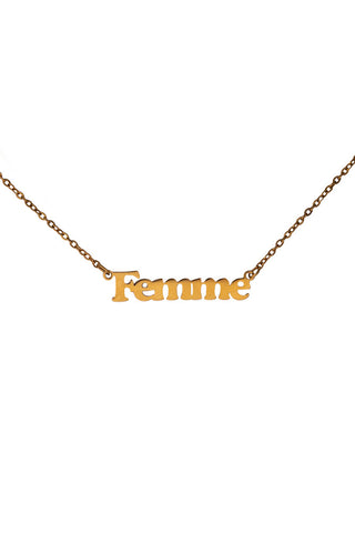 Cutout of the Waterproof Gold Femme Necklace on a white background.