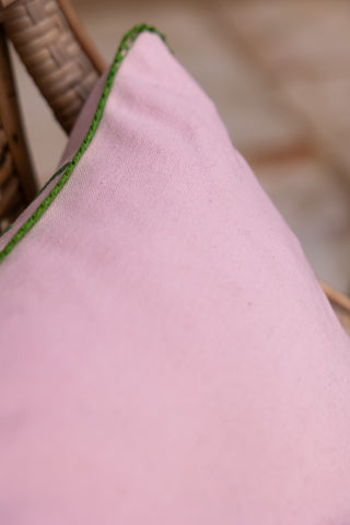 Close-up of the reverse side of the Wild Embroidered Cushion.