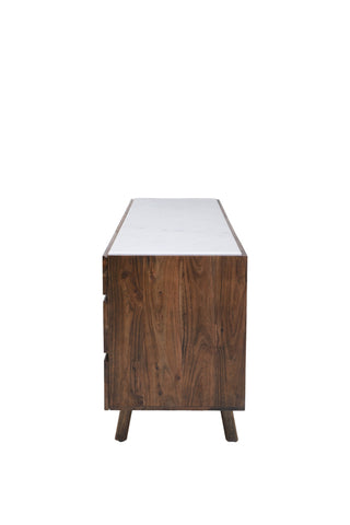 Cutout of the Wood & Marble Barcelona Sideboard seen from the side.