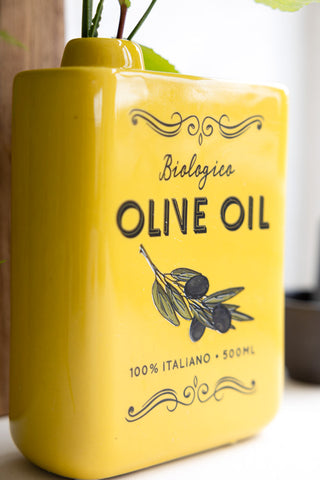 Close-up of the Italiana Yellow Olive Oil Vase.