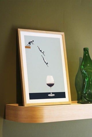 Your Best Friends Forget You Get Old Art Print displayed on a shelf leaning against the wall, next to a vase.