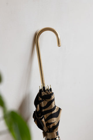 Metallic Gold Zebra Print Umbrella