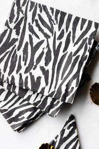 Close-up of the Zebra Print Napkins - Pack Of 20.