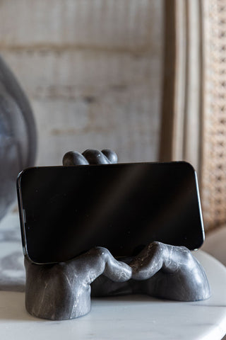 Image of the Antique Hands Mobile Phone Holder holding a mobile landscape