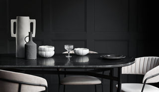 Landscape image of the Black Marble Dining Table