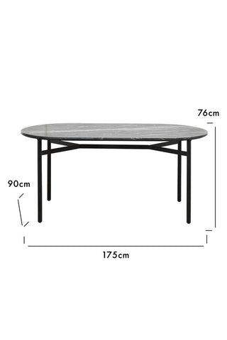 Dimension image of the Black Marble Dining Table