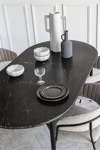 Image from above of the Black Marble Dining Table