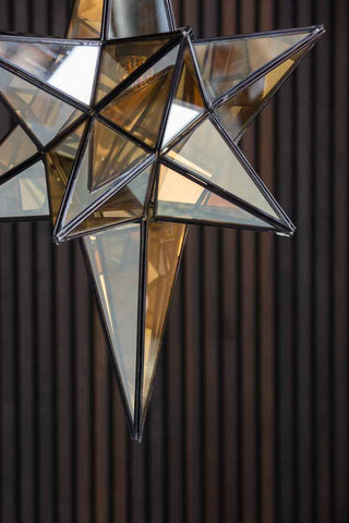 Close-up image of the Brass Star Pendant Ceiling Light