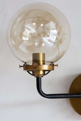 Image of the right side of the Double Globe Smoked Glass Wall Light