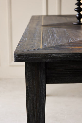 Detail image of the wood for the Elm & Brass Dining Table