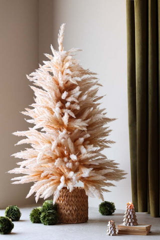 Lifestyle image of the Small Faux Pampas Grass Christmas Tree