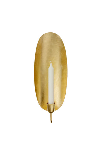 Image of the Oval Gold Leaf Candlestick Holder Wall Sconce on a white background