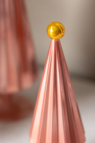 Image of the top of the Luxury Set Of 3 Pink & Gold Pleated Christmas Trees