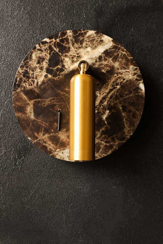 Lifestyle image of the Brown Marble Effect Light With USB phone charger