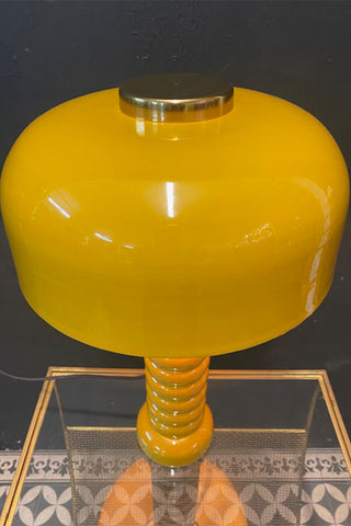 Top down view of the mustard lamp.