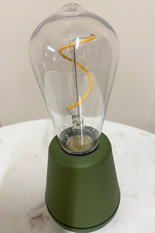 An un-lit example of the Green Humble Cable-Free Table Lamp. 